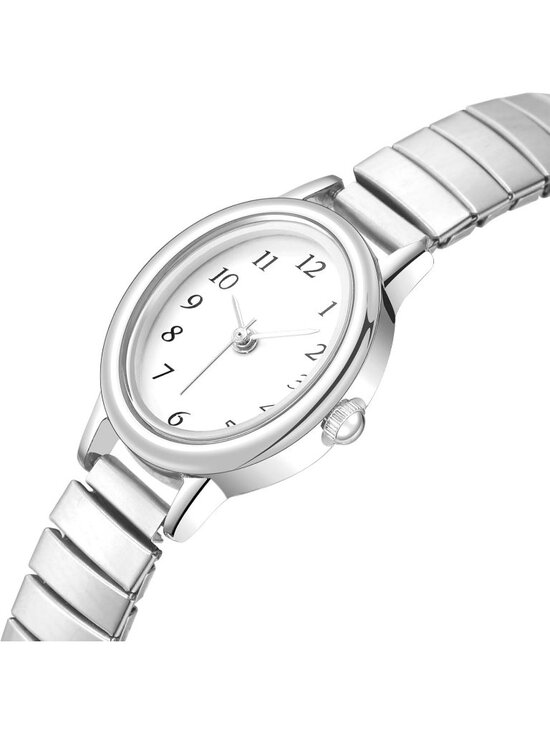 Women\'s Silver Analog Quartz Alloy Steel Expansion Band Waterproof Wrist Watch main image 4